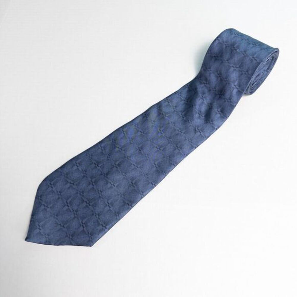 Henry Grethel‎ 100% Silk Blue Geometric Neck Tie 59L x 3.75W Event Business